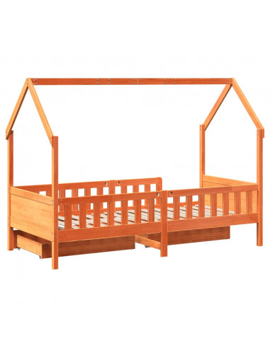 Giroletto Bambini con Cassetti 80x200 cm Legno Massello di Pino