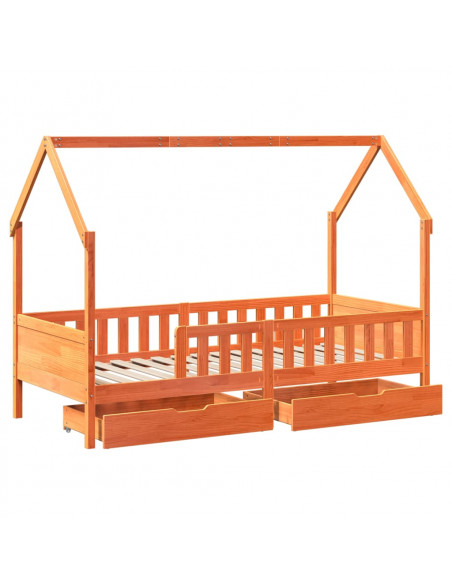 Giroletto Bambini con Cassetti 80x200 cm Legno Massello di Pino