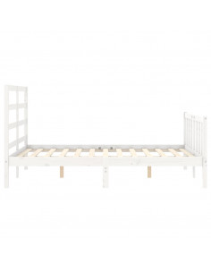 Giroletto con Testiera Bianco 140x190 cm in Legno Massello 2