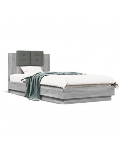 Giroletto con Testiera Grigio Sonoma 90x200cm Legno Multistrato 2