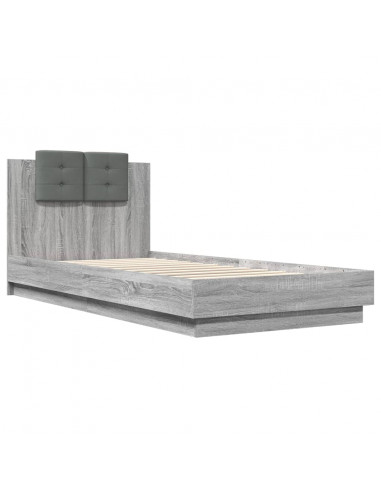 Giroletto con Testiera Grigio Sonoma 90x200cm Legno Multistrato