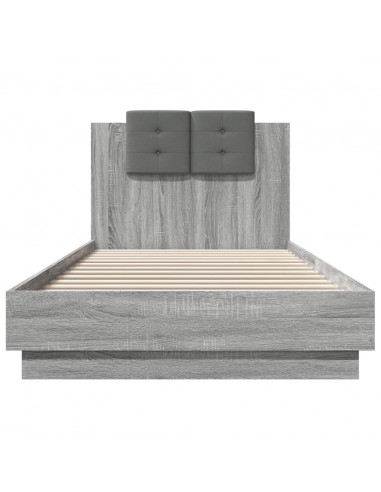 Giroletto con Testiera Grigio Sonoma 90x200cm Legno Multistrato