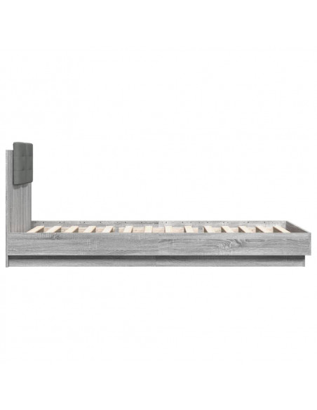 Giroletto con Testiera Grigio Sonoma 90x200cm Legno Multistrato