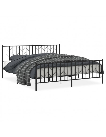 Giroletto con Testiera e Pediera Metallo Nero 183x213 cm