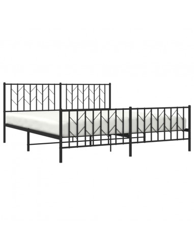 Giroletto con Testiera e Pediera Metallo Nero 183x213 cm