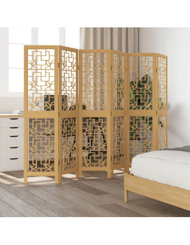 Divisorio Ambienti 6 Pannelli Marrone Legno Massello Paulownia