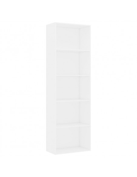 Libreria a 5 Ripiani Bianca 60x30x189 cm in Legno Multistrato