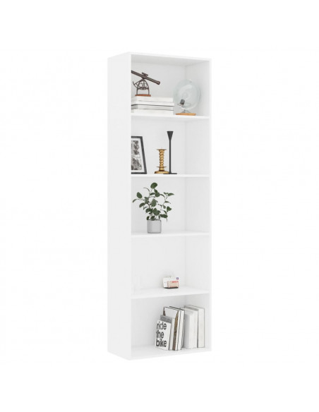 Libreria a 5 Ripiani Bianca 60x30x189 cm in Legno Multistrato