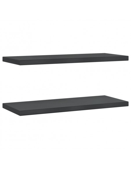 Mensole a Muro 2 pz 75x30 cm Nero in Acciaio Inossidabile
