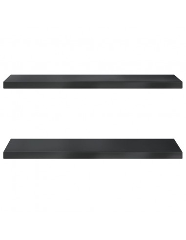 Mensole a Muro 2 pz 75x30x3 cm Nero in Acciaio Inossidabile