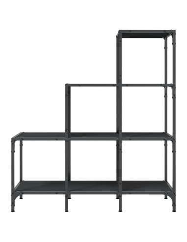 Libreria Nera 92x30x102 cm in Legno Multistrato e Metallo