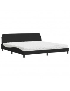 Letto con Materasso Nero 200x200 cm in Velluto 2