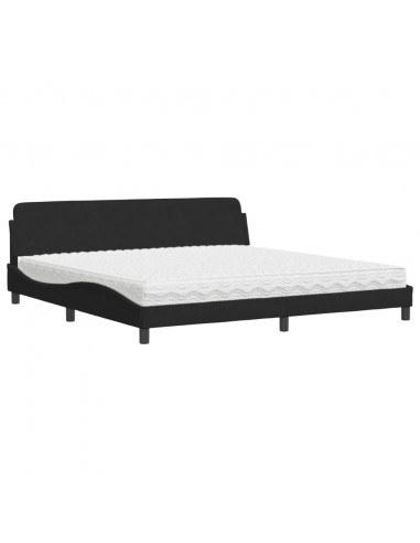 Letto con Materasso Nero 200x200 cm in Velluto