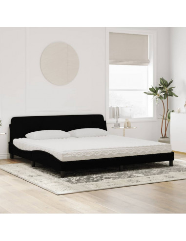 Letto con Materasso Nero 200x200 cm in Velluto