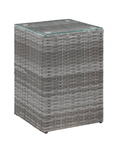 Tavolini Laterale 3 pz con Piano in Vetro Grigi in Polyrattan