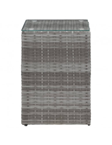 Tavolini Laterale 3 pz con Piano in Vetro Grigi in Polyrattan