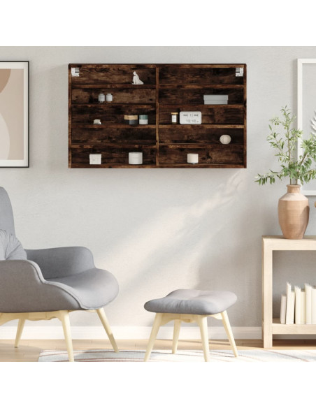 Armadietto Vetrina Rovere Fumo 100x15x58 cm Legno Multistrato