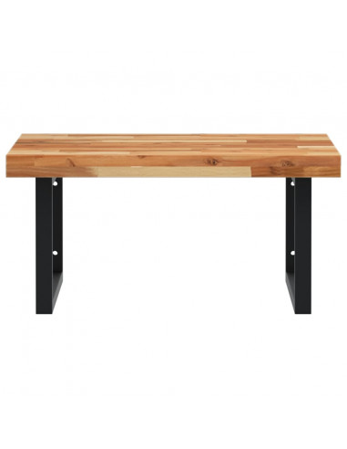 Ripiano a Parete per Lavabo in Acciaio e Massello di Acacia