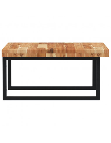 Ripiano a Parete per Lavabo in Acciaio e Massello di Acacia