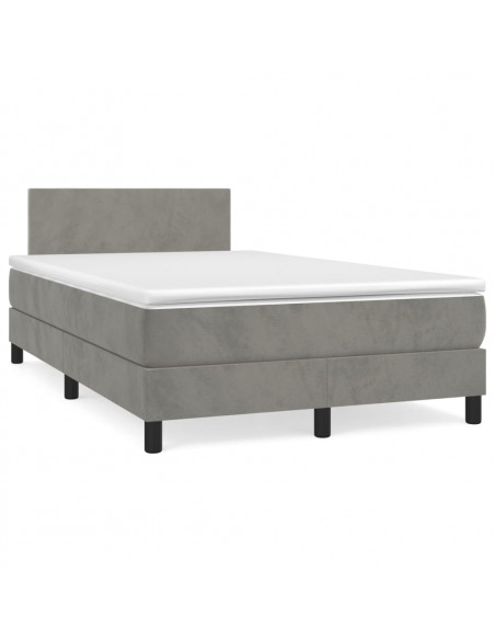 Giroletto a Molle con Materasso Grigio Chiaro 120x200cm Velluto