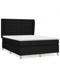 Giroletto a Molle con Materasso Nero 140x200 cm in Tessuto 2