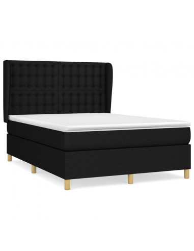 Giroletto a Molle con Materasso Nero 140x200 cm in Tessuto