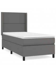 Giroletto a Molle con Materasso Grgio 90x200 cm in Similpelle 2