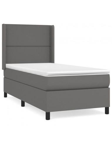 Giroletto a Molle con Materasso Grgio 90x200 cm in Similpelle