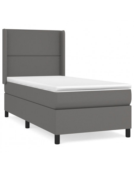 Giroletto a Molle con Materasso Grgio 90x200 cm in Similpelle