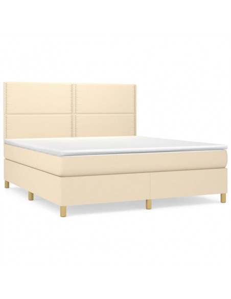 Giroletto a Molle con Materasso Crema 160x200 cm in Tessuto