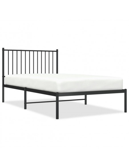 Giroletto con Testiera in Metallo Nero 100x190 cm