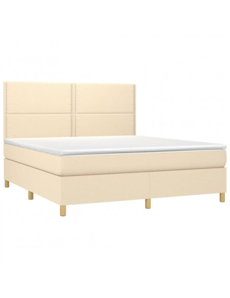 Giroletto a Molle con Materasso Crema 160x200 cm in Tessuto