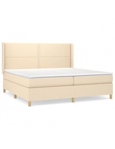 Giroletto a Molle con Materasso Crema 200x200 cm in Tessuto