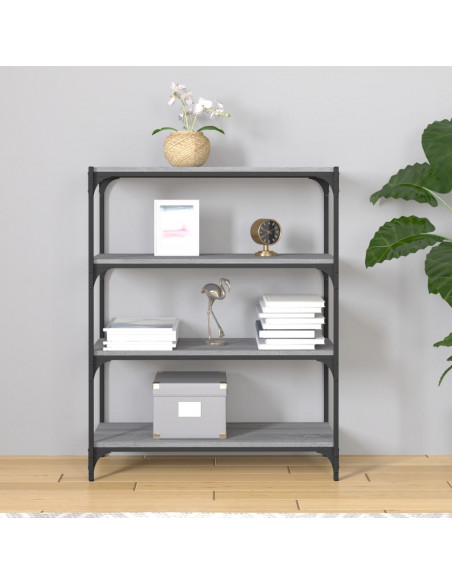 Libreria grigio sonoma 80x33x100 cm Legno Multistrato e Acciaio