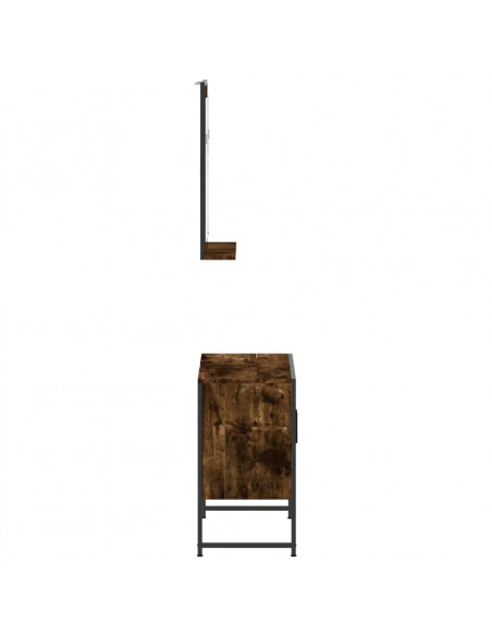 Set Mobili da Bagno 2 pz Rovere Fumo in Legno Multistrato