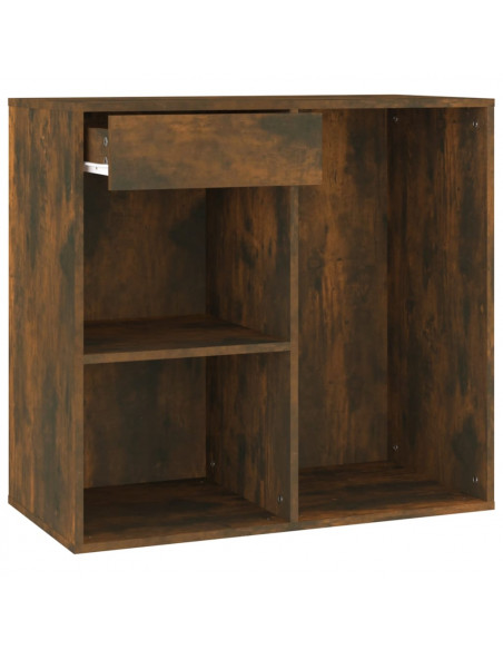 Toeletta con LED e Armadietto Rovere Fumo in Legno Multistrato