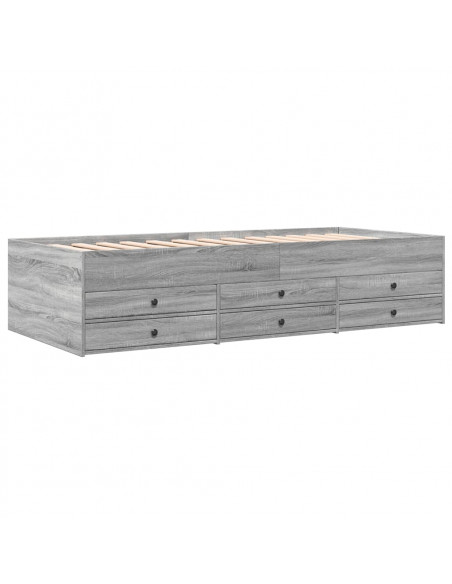 Divano Letto con Cassetti Grigio Sonoma 100x200 cm Multistrato