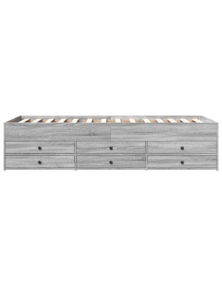 Divano Letto con Cassetti Grigio Sonoma 100x200 cm Multistrato