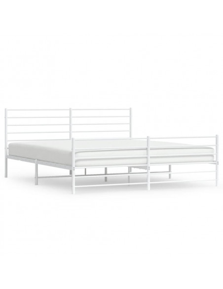 Giroletto con Testiera e Pediera Metallo Bianco 193x203 cm