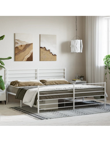 Giroletto con Testiera e Pediera Metallo Bianco 193x203 cm