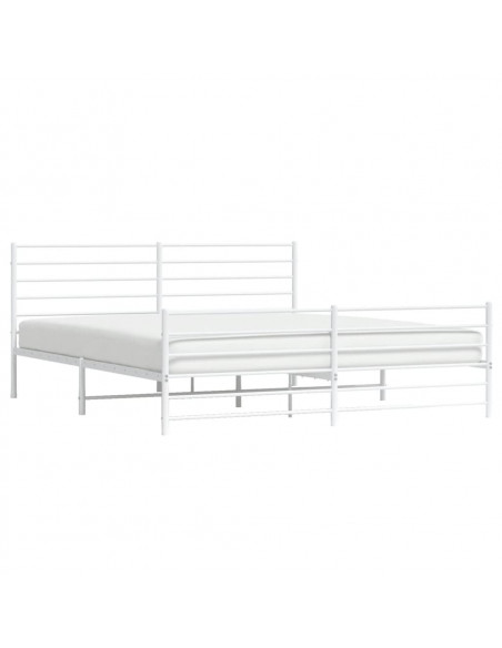 Giroletto con Testiera e Pediera Metallo Bianco 193x203 cm