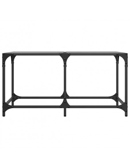 Tavolino con Piano in Vetro Nero 78,5x40x40 cm Acciaio