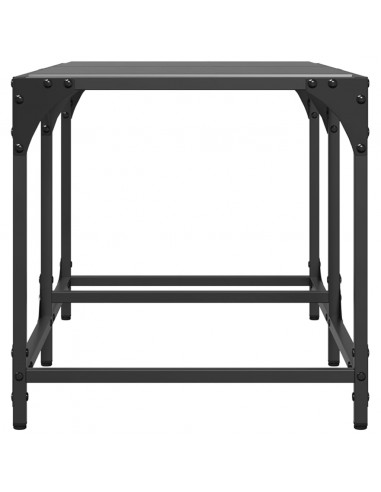 Tavolino con Piano in Vetro Nero 78,5x40x40 cm Acciaio