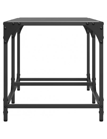 Tavolino con Piano in Vetro Nero 78,5x40x40 cm Acciaio