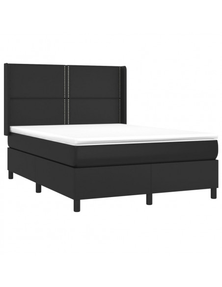 Giroletto a Molle con Materasso e LED Nero 140x200cm Similpelle