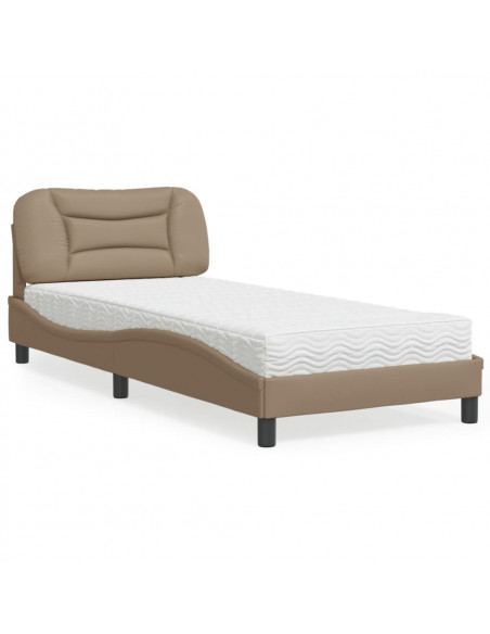 Letto con Materasso Cappuccino 80x200 cm Similpelle