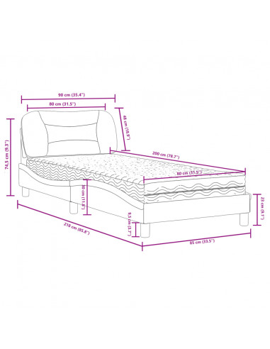 Letto con Materasso Cappuccino 80x200 cm Similpelle