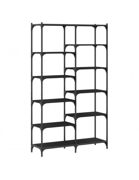 Libreria Nera 100x32x170 cm in Legno Multistrato e Ferro