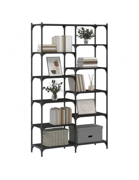 Libreria Nera 100x32x170 cm in Legno Multistrato e Ferro