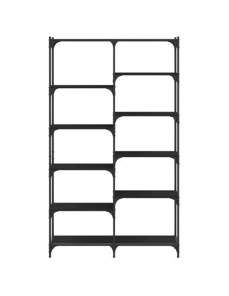 Libreria Nera 100x32x170 cm in Legno Multistrato e Ferro